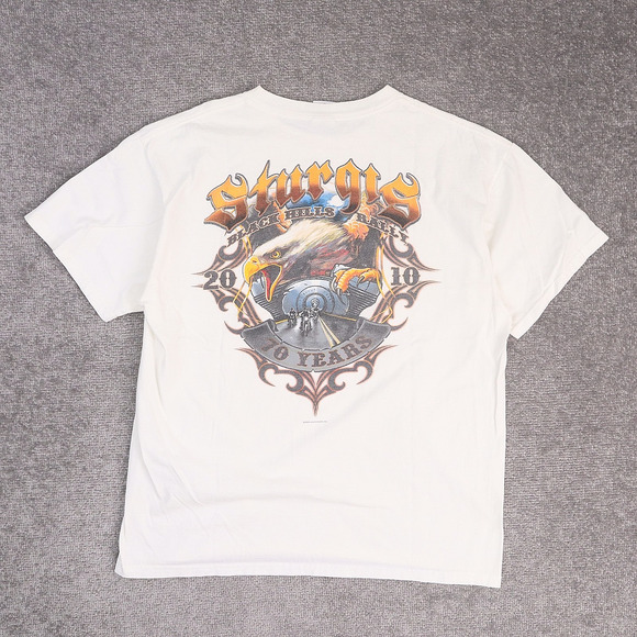 2010 Sturgis Bikercore Motorcycle Rally USA Large White Short Sleeve T-Shirt - Picture 4 of 9